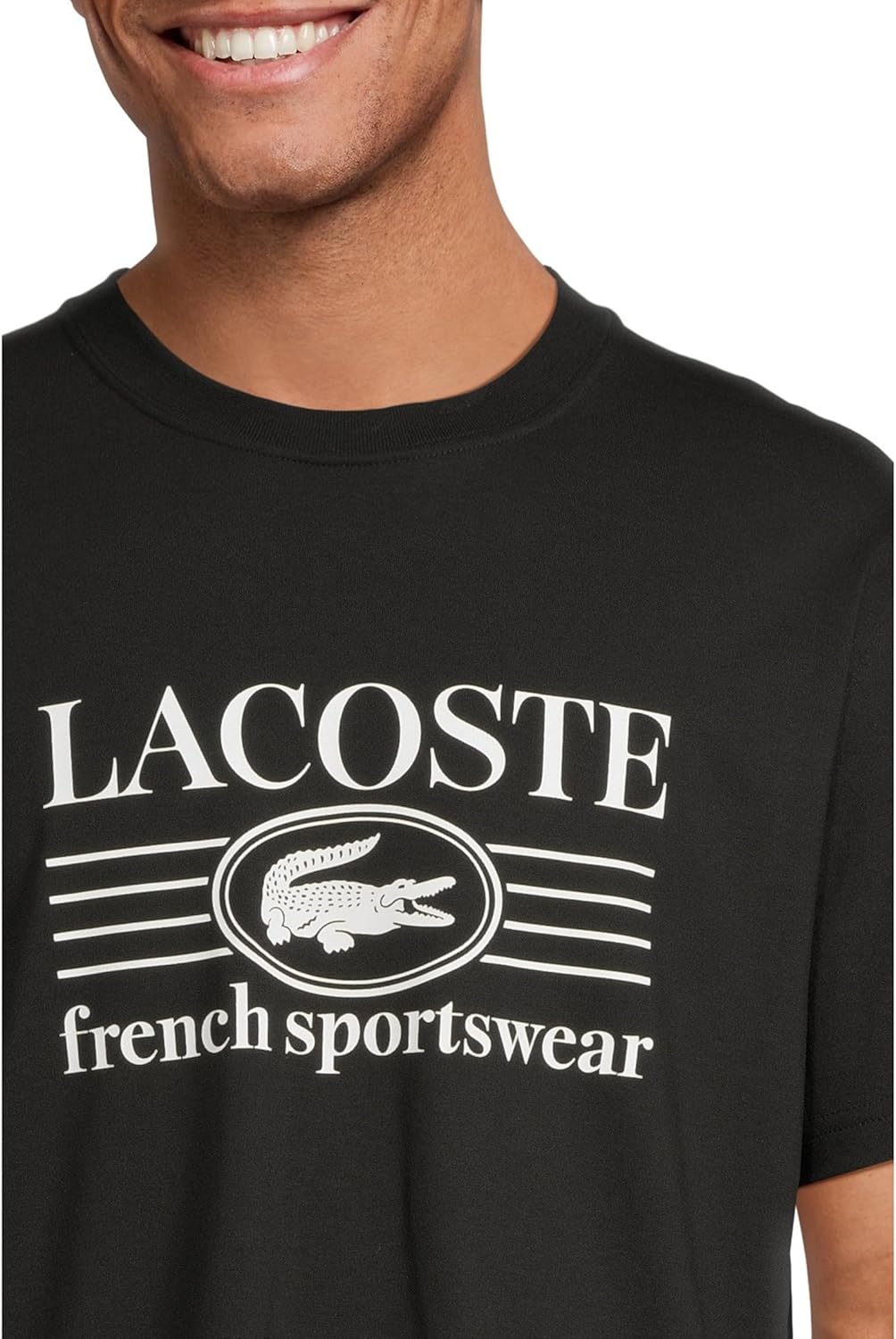 Футболка Lacoste Classic Fit, мужская, с круглым вырезом и коротким рукавом, черный — фото 4