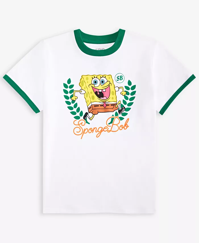 

Футболка с контрастной окантовкой Little & Big Boys Spongebob Epic Threads, белый