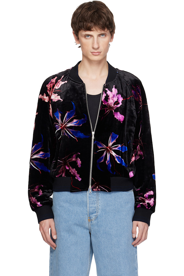 

Бархатная куртка-бомбер Dries Van Noten, черный