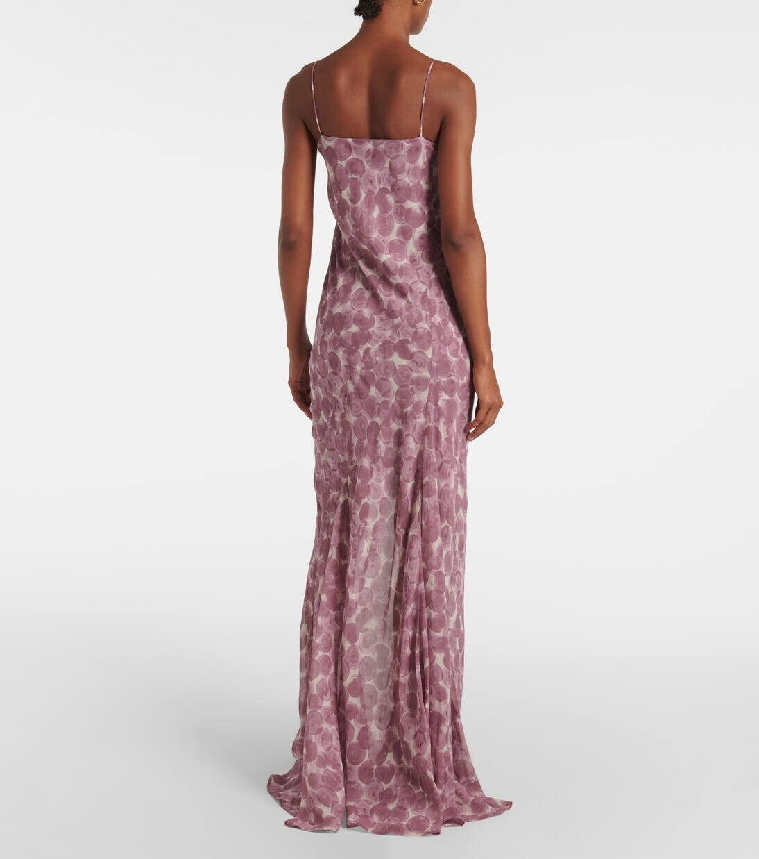 Платье-комбинация из принтованного шелкового шифона Dries Van Noten, цвет lilac — фото 3