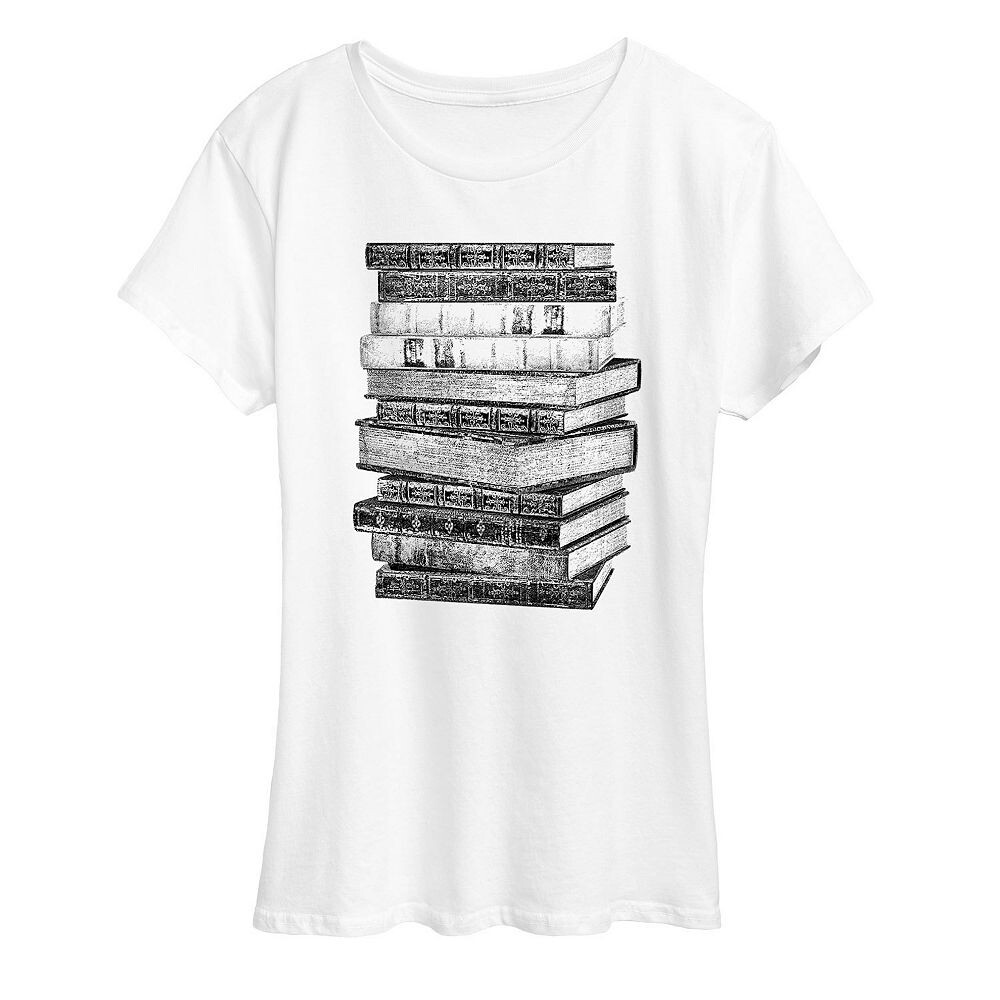 

Женская футболка с рисунком книг стопкой Licensed Character, белый