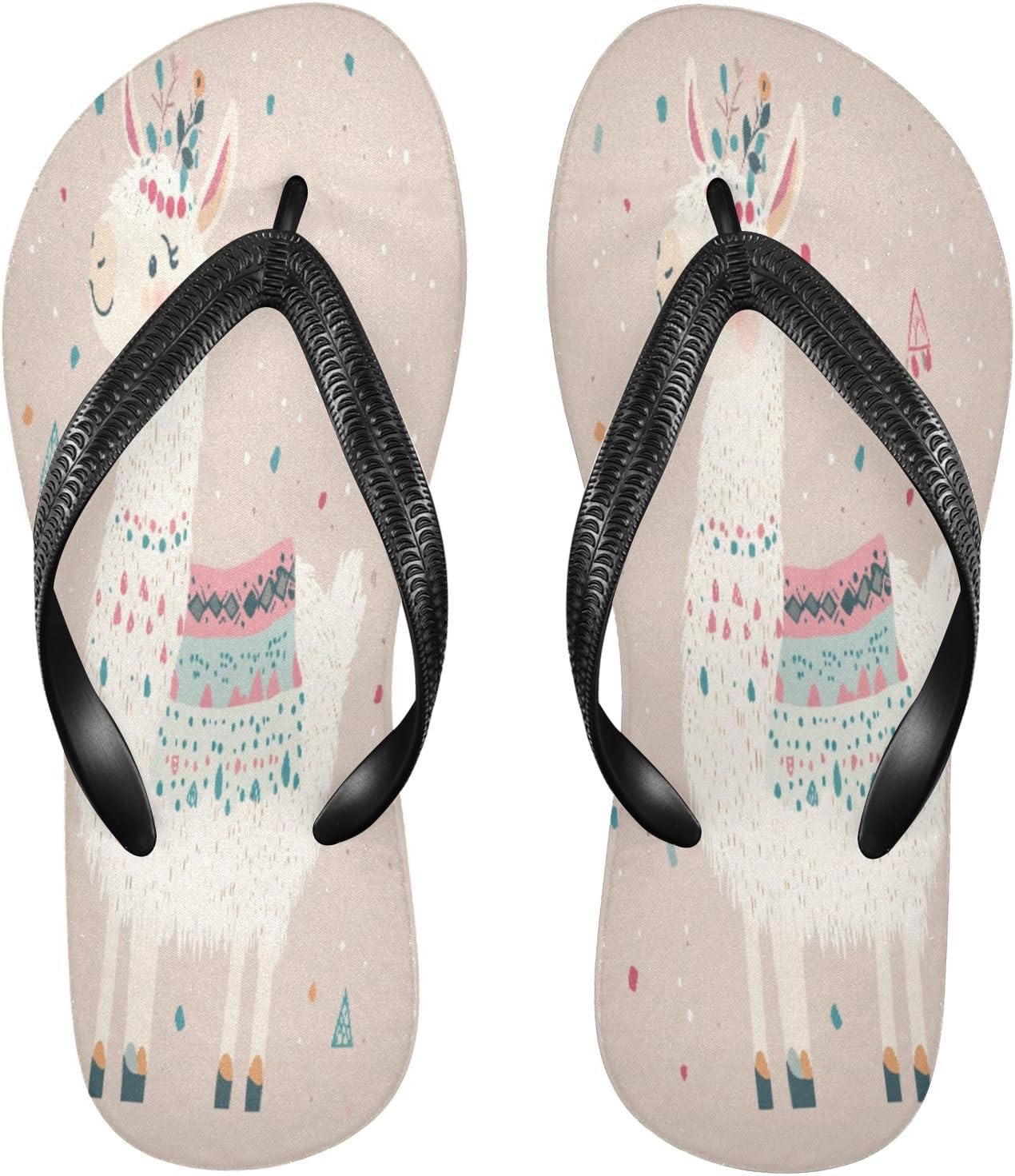 

Женские и мужские шлепанцы с праздничными конфетти Llama, бежевые пляжные вьетнамки для душа, резиновые, противоскользящие, летние тапочки Sinestour