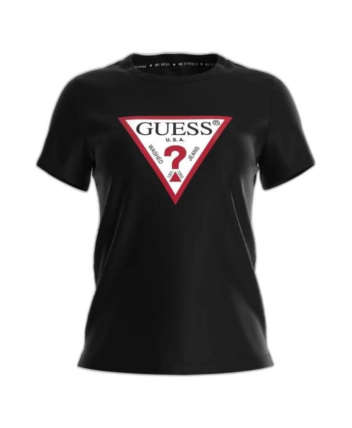 

Приталенная футболка S из хлопка Guess, черный