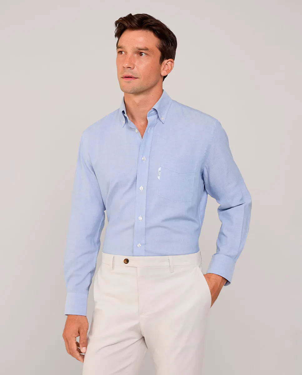 

Мужская однотонная рубашка клубного кроя с карманом Façonnable, синий