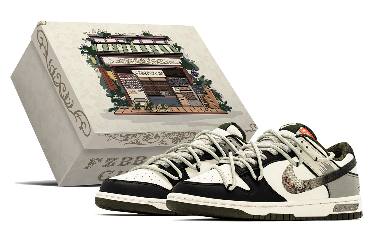 

Nike Dunk Vintage Box, Baroque устойчивые к истиранию низкие скейтбордские туфли мужские black white