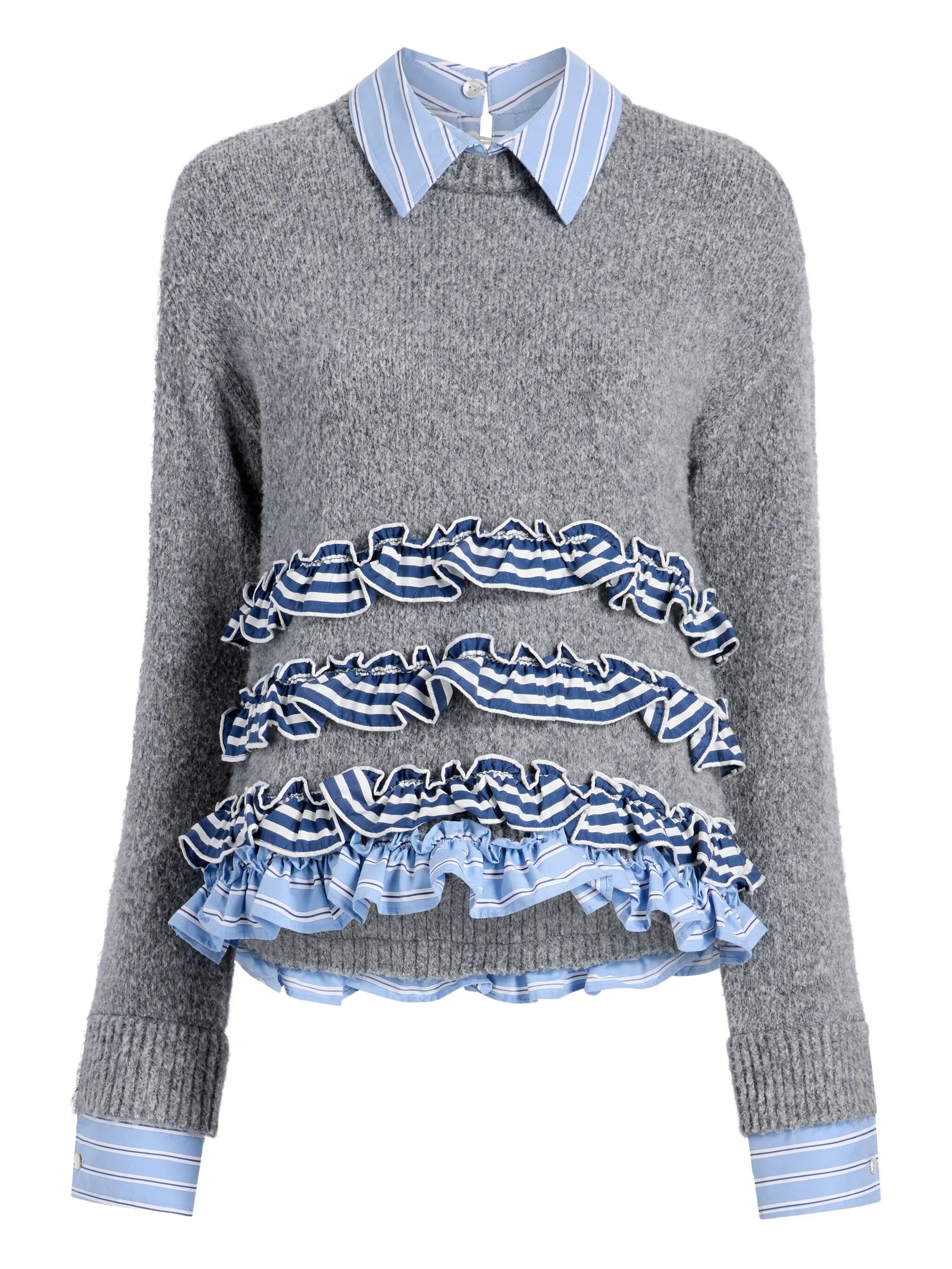 

Полосатый свитер Leina с оборками Cinq A Sept, серый