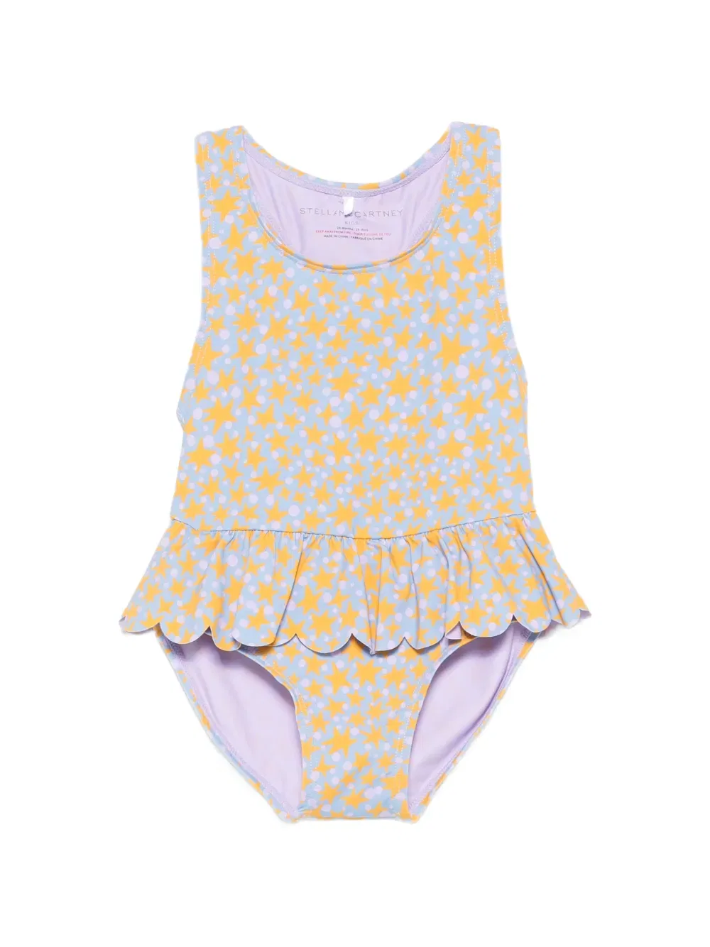 Купальник с оборками и принтом в виде звезд Stella Mccartney Kids, синий