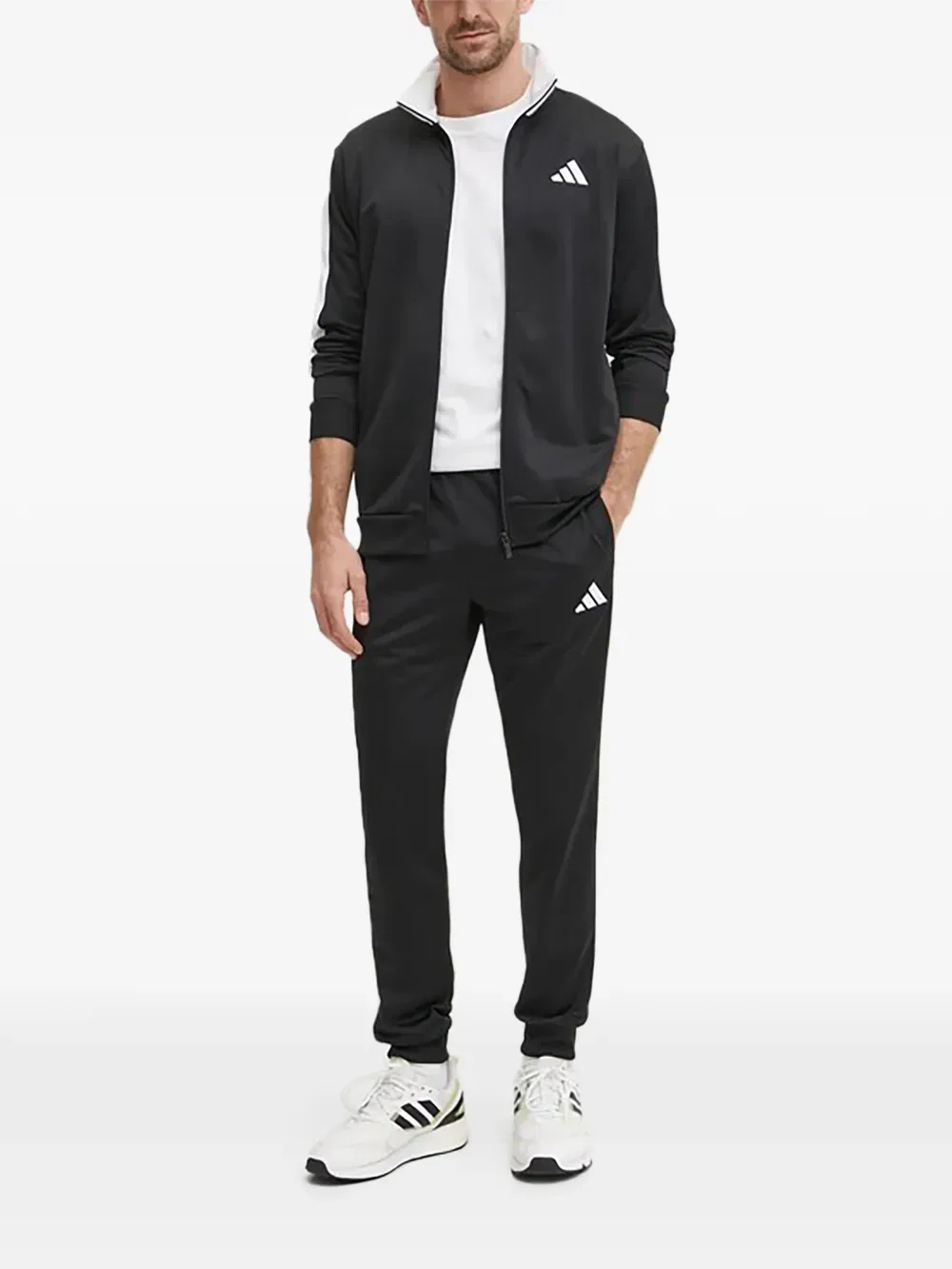 Спортивный костюм с полосатым логотипом Adidas, черный — фото 2