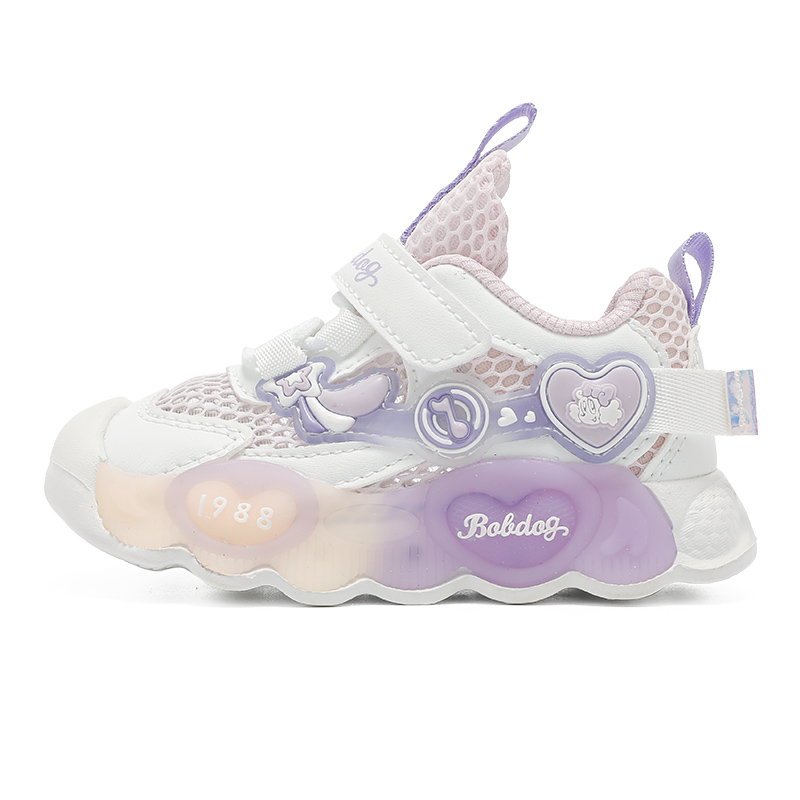 

Нескользящая и износостойкая обувь для малышей BOBDOG, розовый/белый/фиолетовый