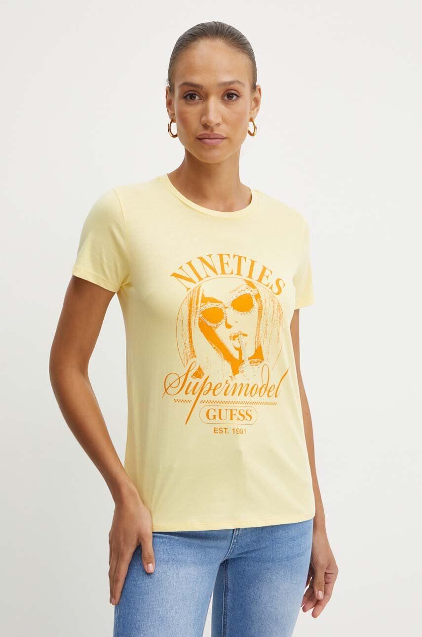 

Хлопковая футболка SUPERMODEL Guess, желтый