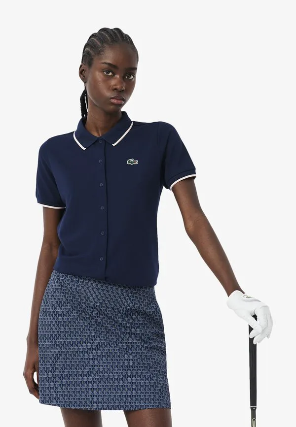 Блузка Lacoste Bleu Nuit на пуговицах, пике, однотонная