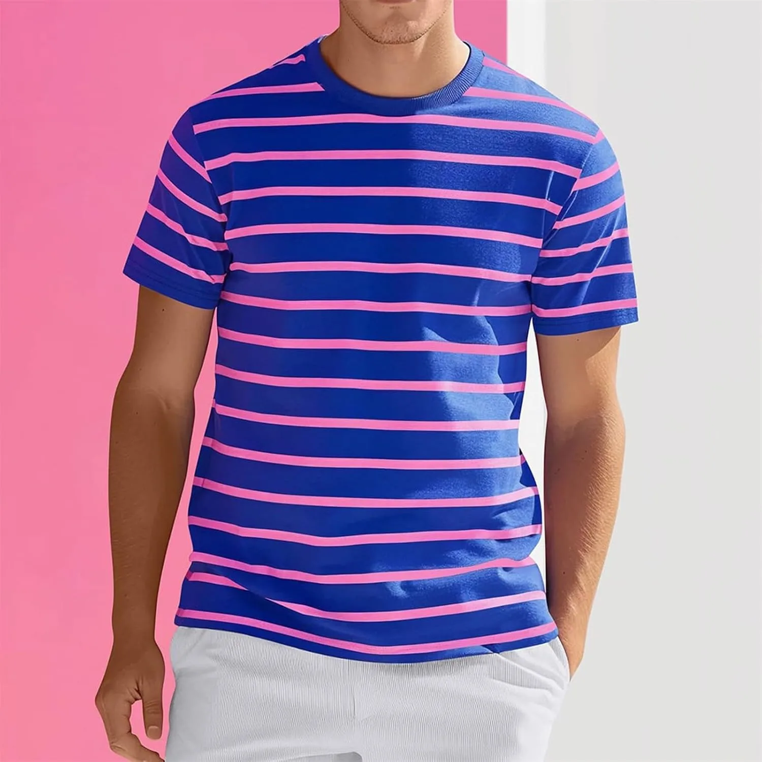 Мужская футболка с коротким рукавом и полосками в стиле color block — фото 2