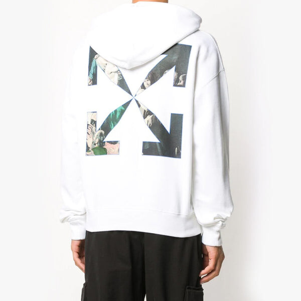 Толстовка caravaggio painting over hood white blac fw20 mens logo sweater Off-White, белый — фото 4