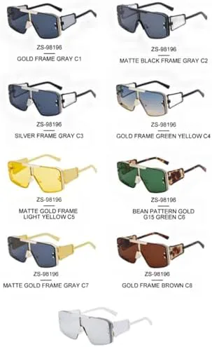 

Солнцезащитные очки большого квадратного размера 2026 года для женщин, металлическая оправа, панк-очки для мужчин, винтажные очки в стиле стимпанк MTZJH, C3silvergray