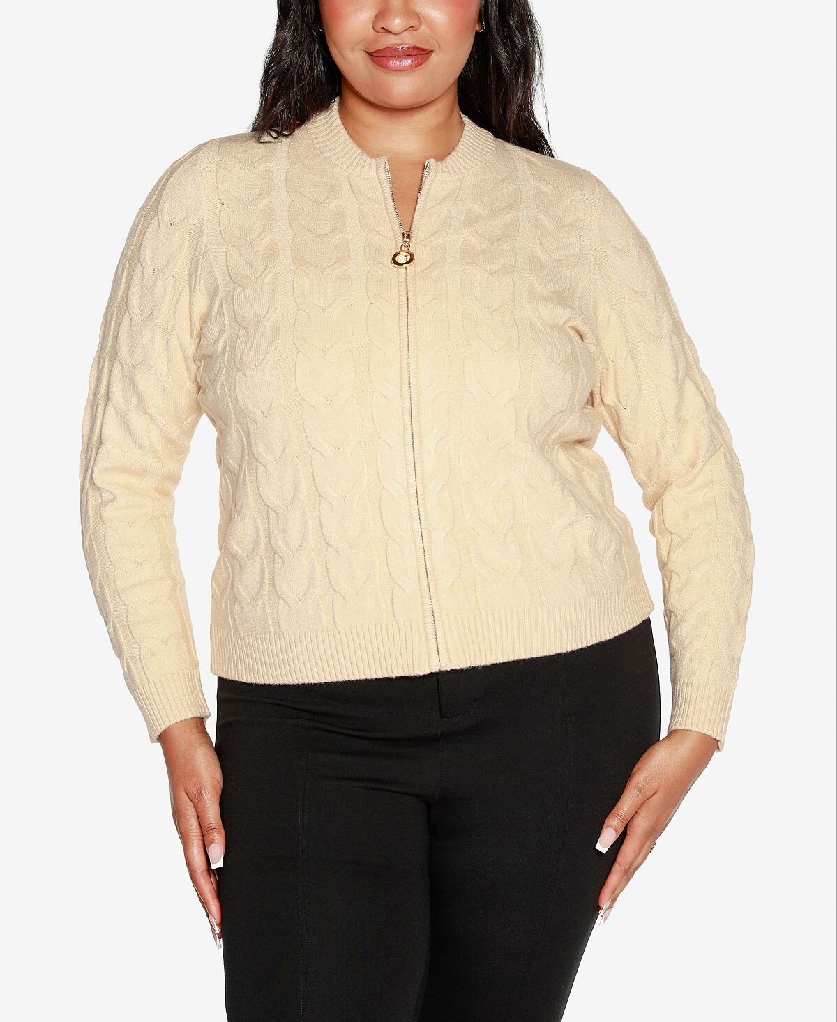 

Свитер больших размеров с молнией Black Label больших размеров Belldini