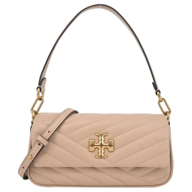 

Tory Burch Кожаная портативная сумка через плечо Kira, модель Trumpets, женская, светло-коричневый цвет "пустыня"