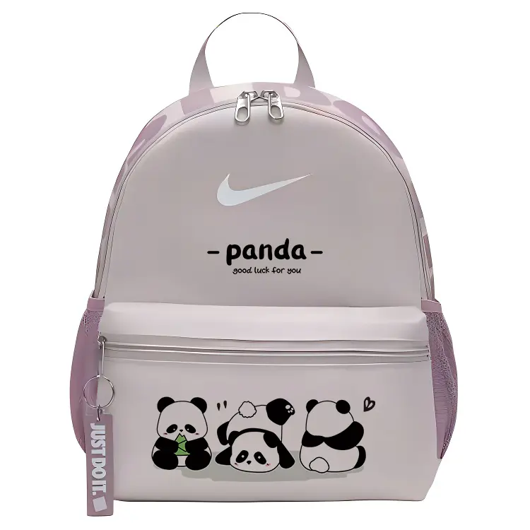 

Nike Тканевый рюкзак женский серый фиолетовый и фуксия и белый, Letter Panda