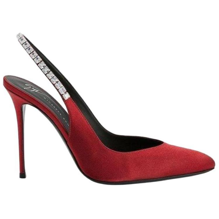 Женские туфли-лодочки на тонком каблуке 9 см красные Giuseppe Zanotti — фото 2