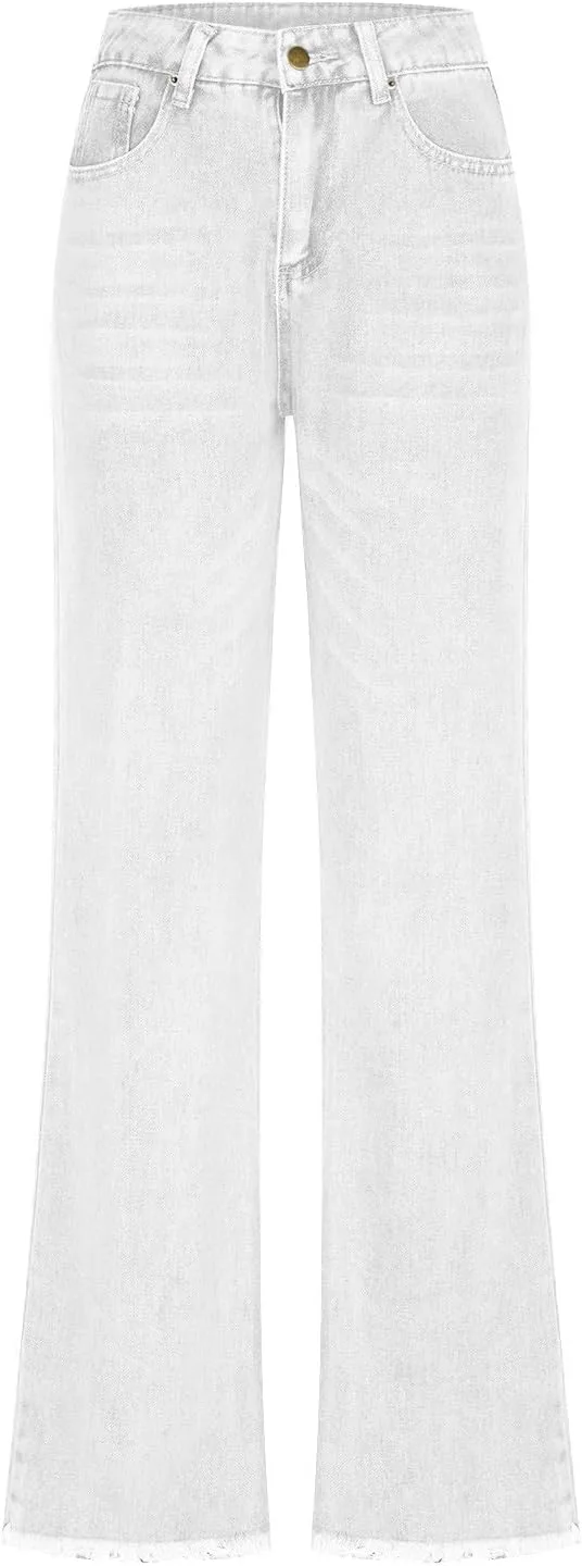 Женские джинсы wide leg с высокой талией, растягивающиеся и потертые — фото 3