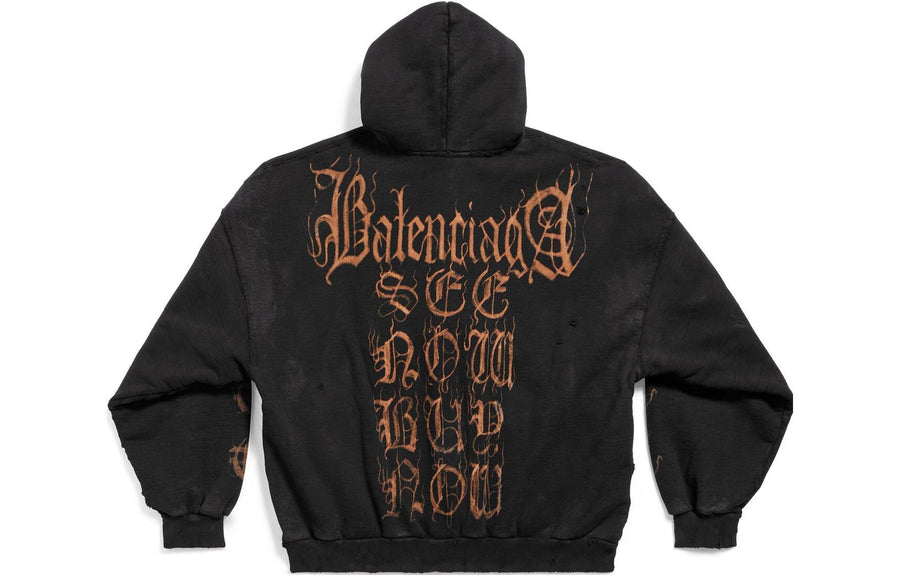 Куртка Balenciaga Heavy Metal Zip-Up Hoodie Oversized 'Black Faded', черный — фото 2