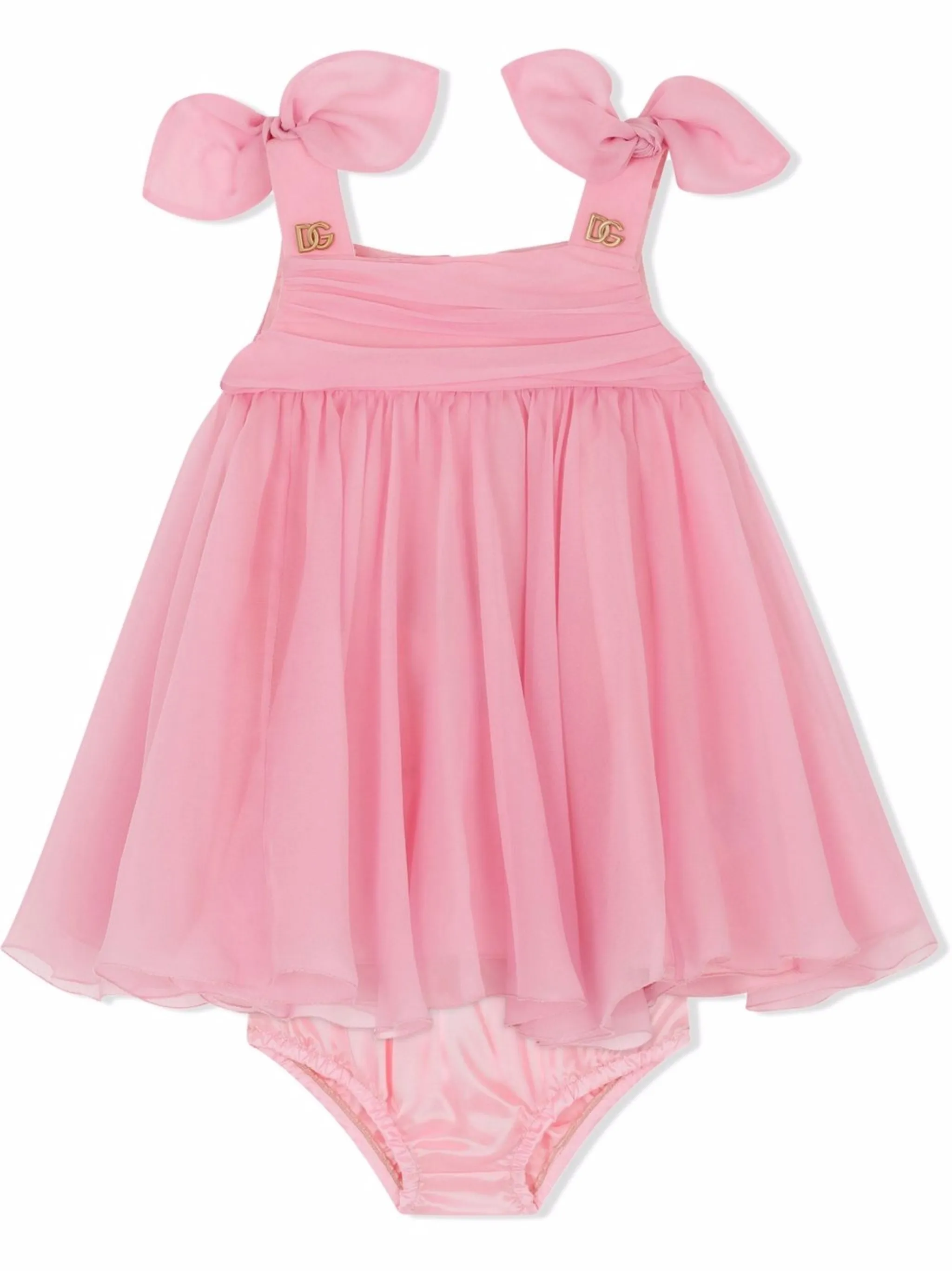 

Шелковое платье Dolce & Gabbana Kids, розовый