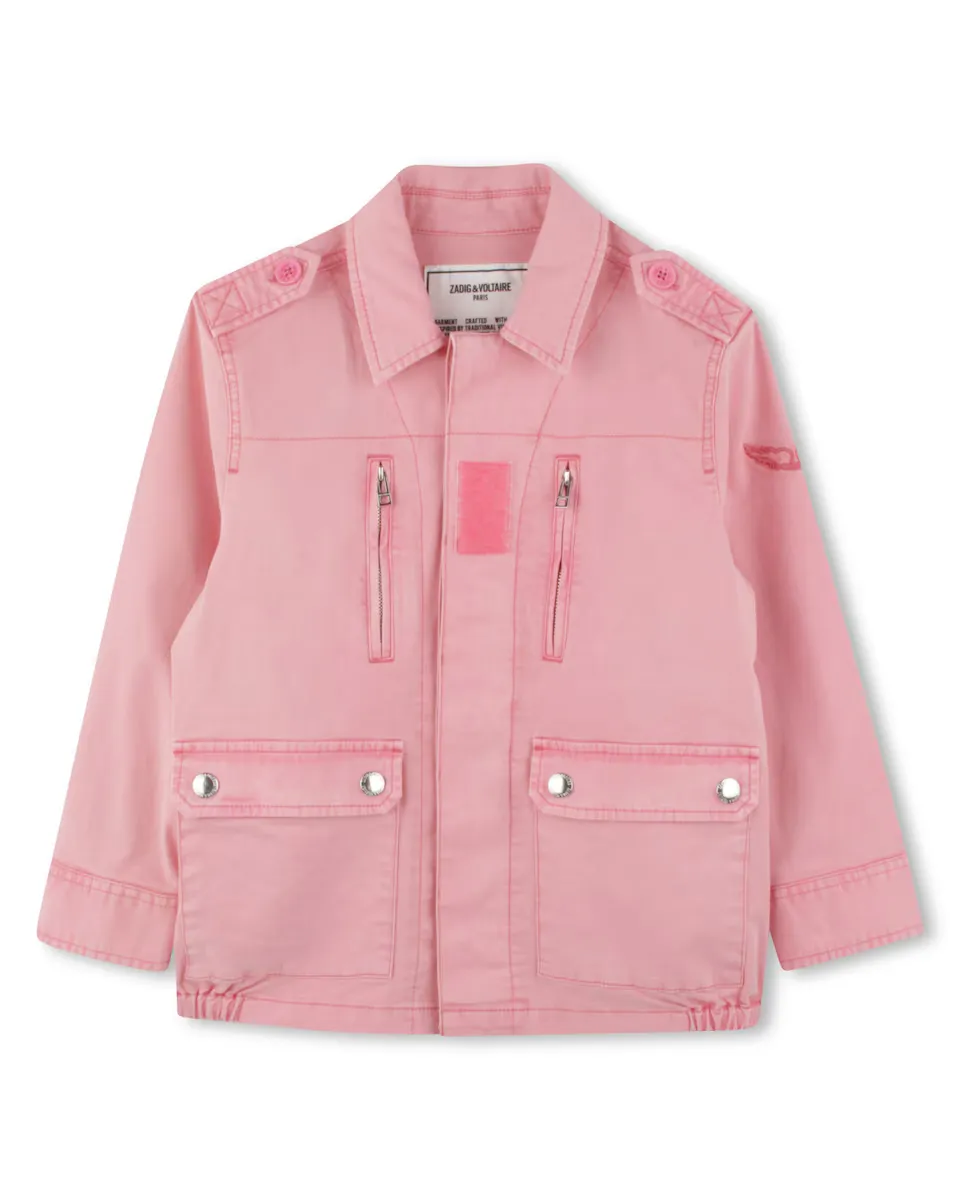 

Куртка для девочки в стиле милитари с вышивкой на спине Zadig & Voltaire, цвет Rosa