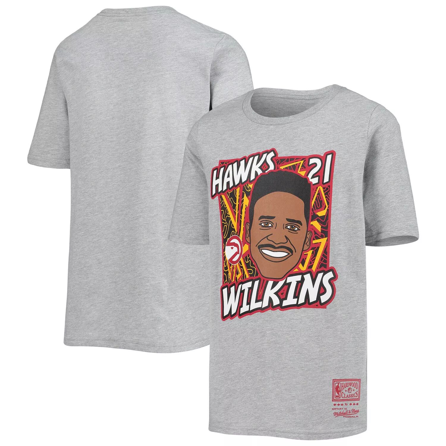 

Молодежная футболка Mitchell & Ness Dominique Wilkins Heathered Grey Atlanta Hawks Hardwood Classics King of the Court Player Unbranded