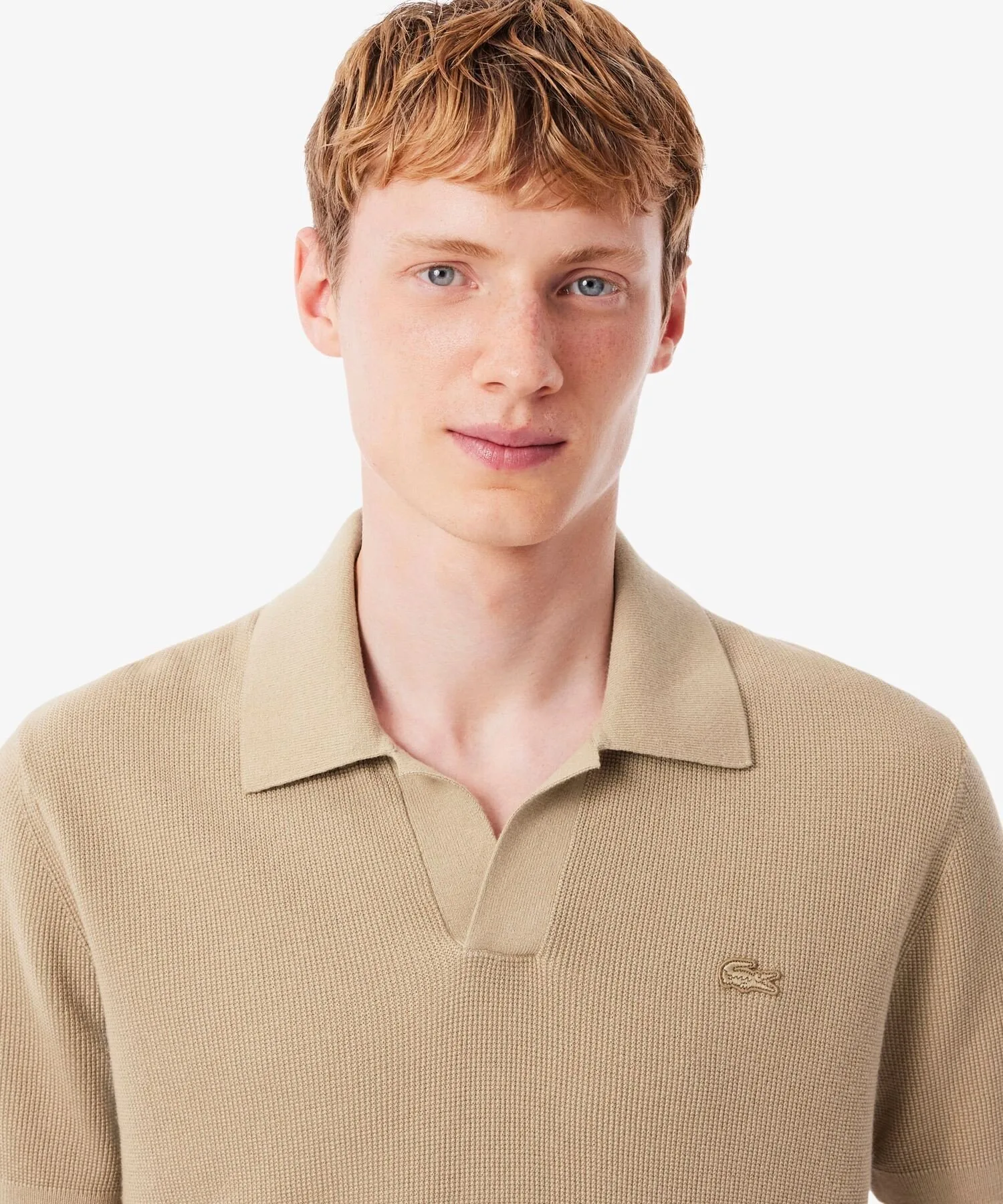 Вафельная вязка с открытым воротником LACOSTE, Beige — фото 2