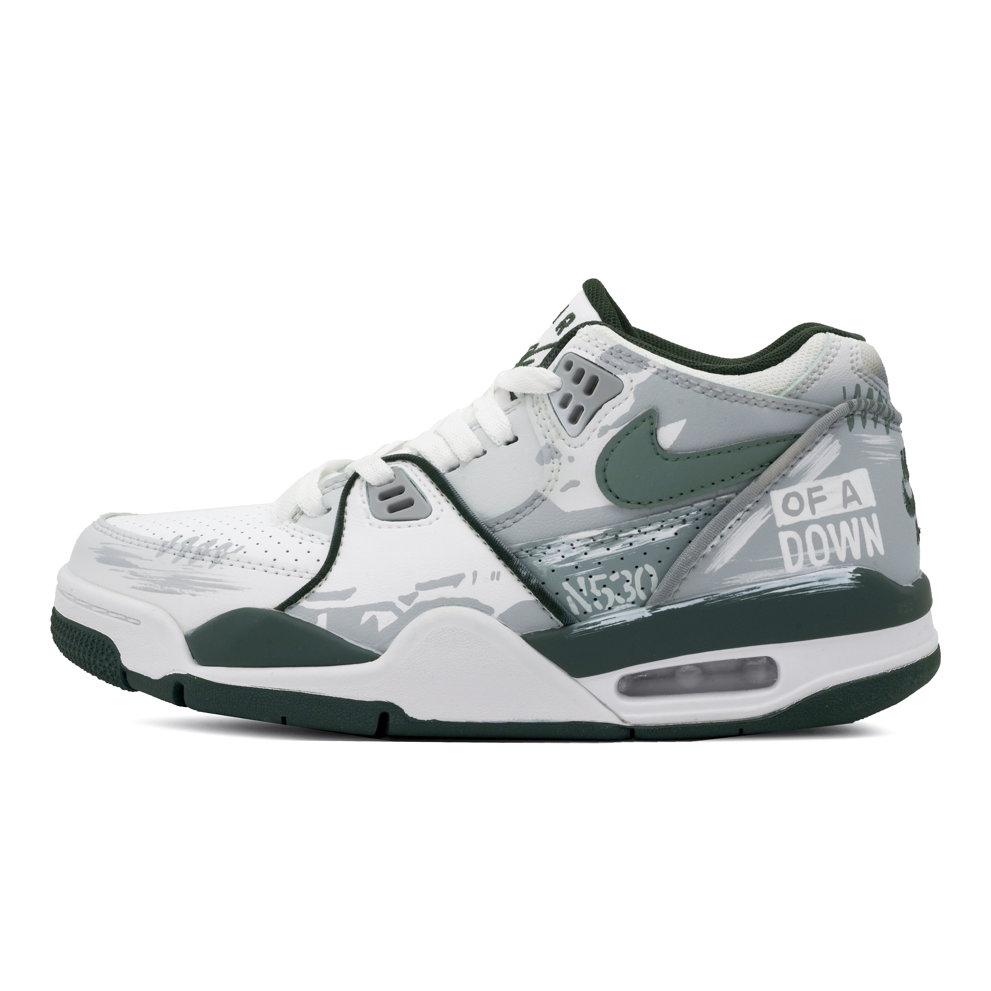 

Nike Баскетбольные кроссовки Air Flight 89 Wild Oasis, износостойкие, низкие, винтажные, мужские, белые, зеленые