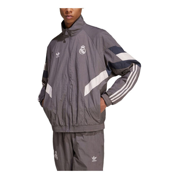 Куртка real madrid originals track jacket asia sizing 'charcoal grey' Adidas, черный