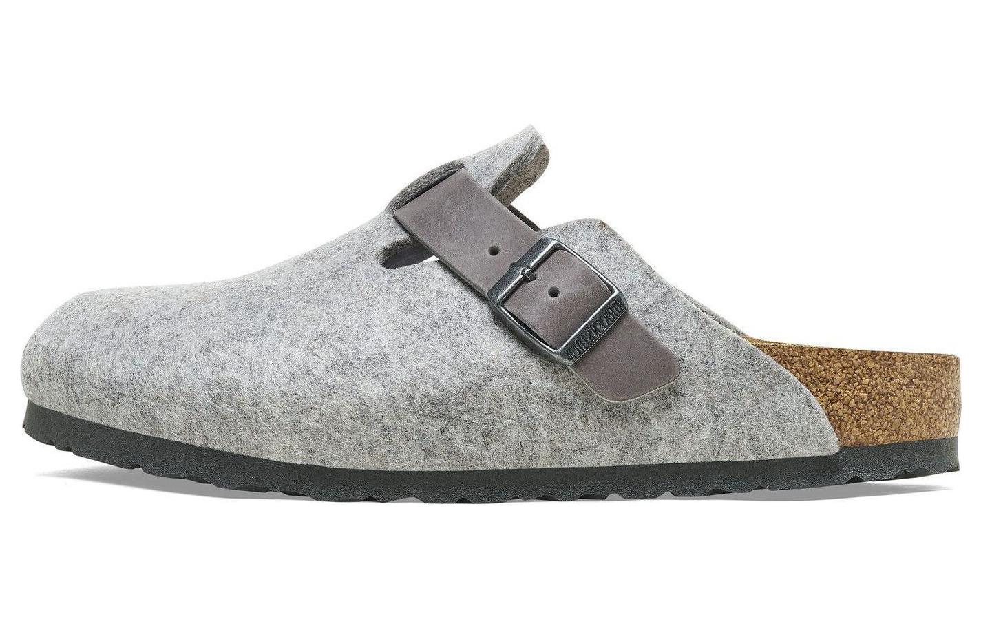Birkenstock Сандалии Boston Natural Leather Felt 'Light Grey'