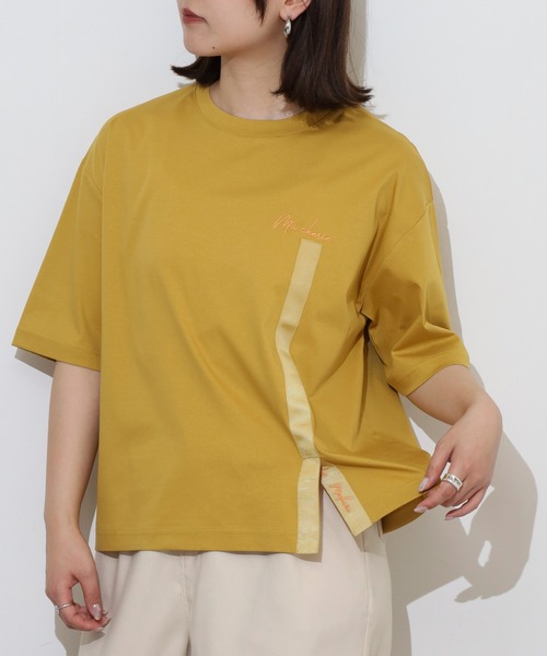 

Футболка с коротким рукавом, декоративной лентой BRODIAEA, горчичный