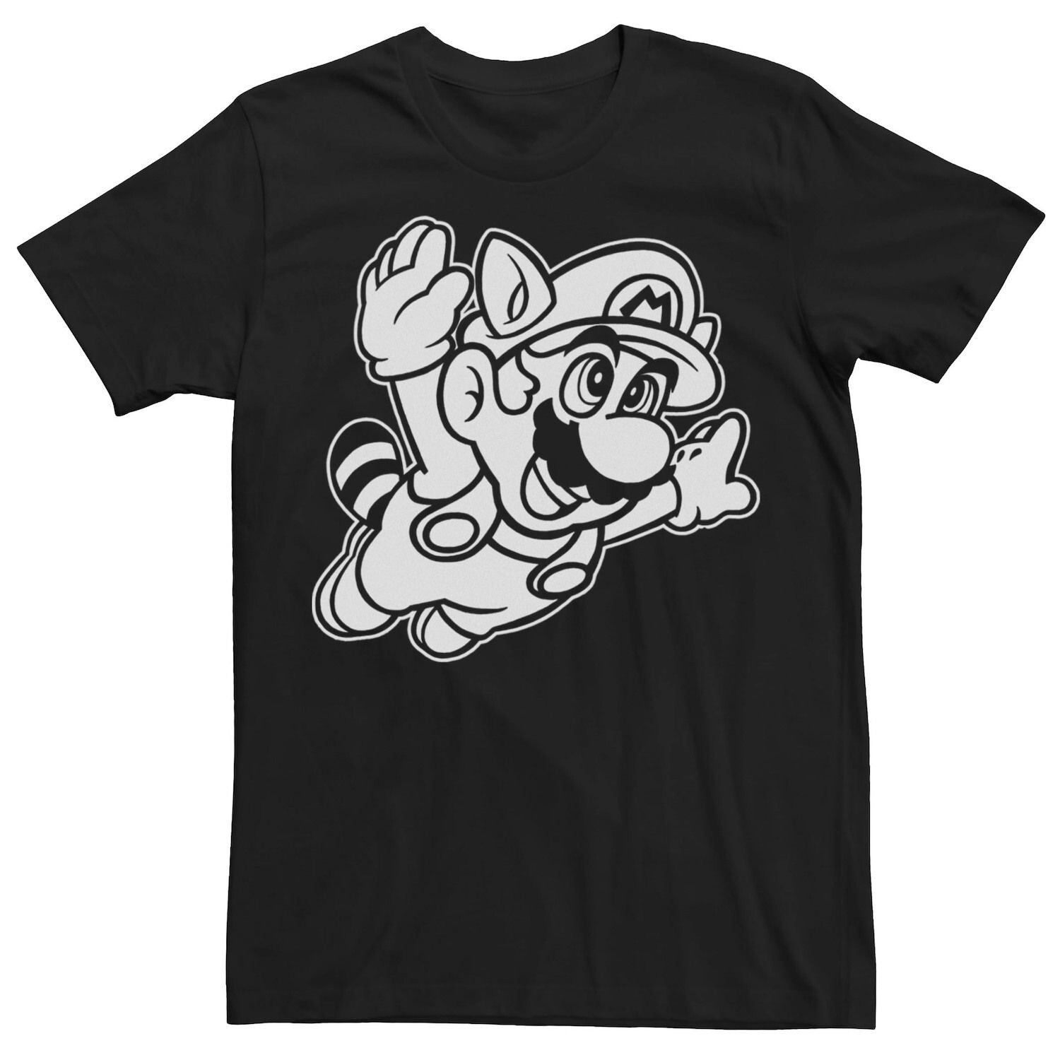

Мужская футболка Nintendo Super Mario 3 Raccoon Fly Line Art Licensed Character