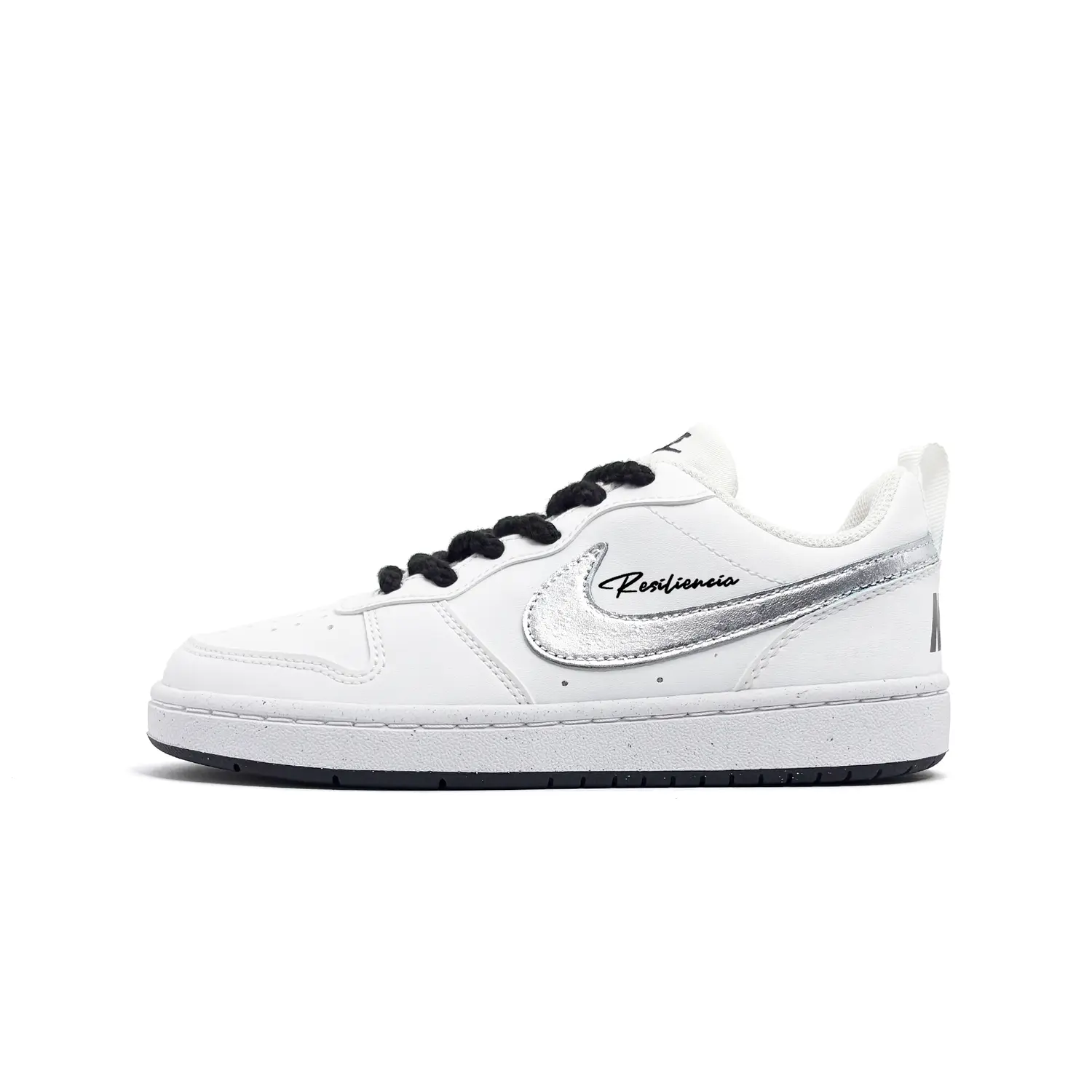 

Nike Детские низкие скейтбордистские кроссовки Court Borough Simple Silver из синтетической кожи, износостойкие, серебристо-белые