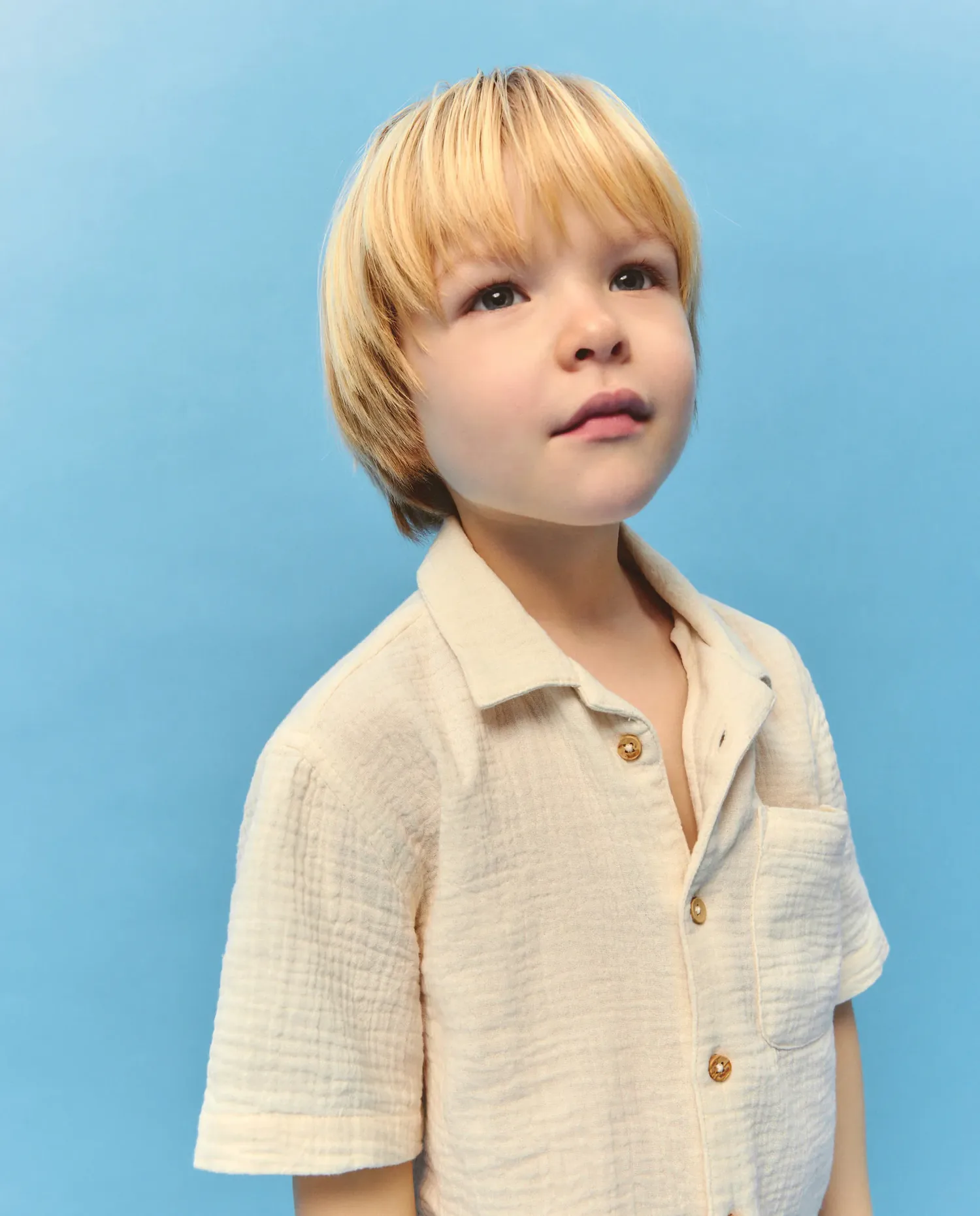 Гладкая рубашка с коротким рукавом для мальчика Kids El Corte Inglés, 120 Crudo