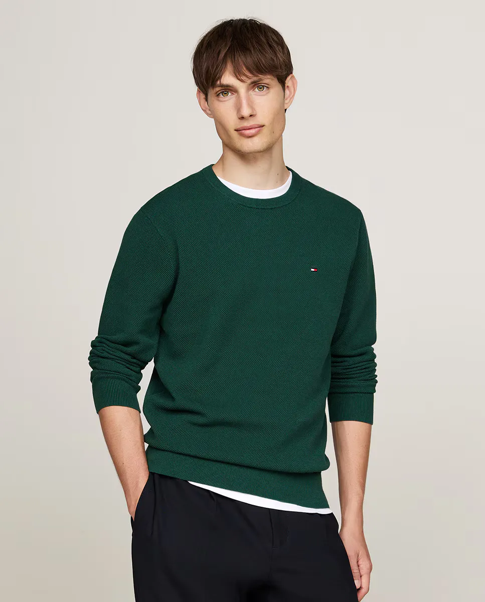

Структурированный мужской свитер Tommy Hilfiger, темно-зеленый