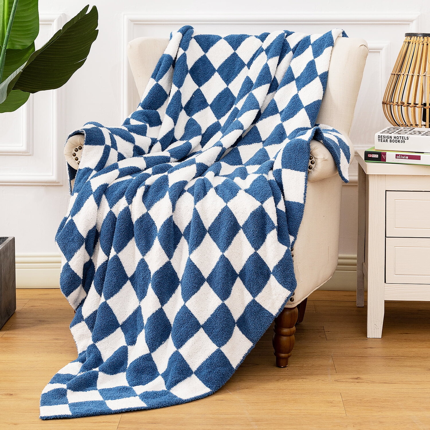 

Одеяло в шахматную клетку Lalifit 50x60 дюймов, синий/белый