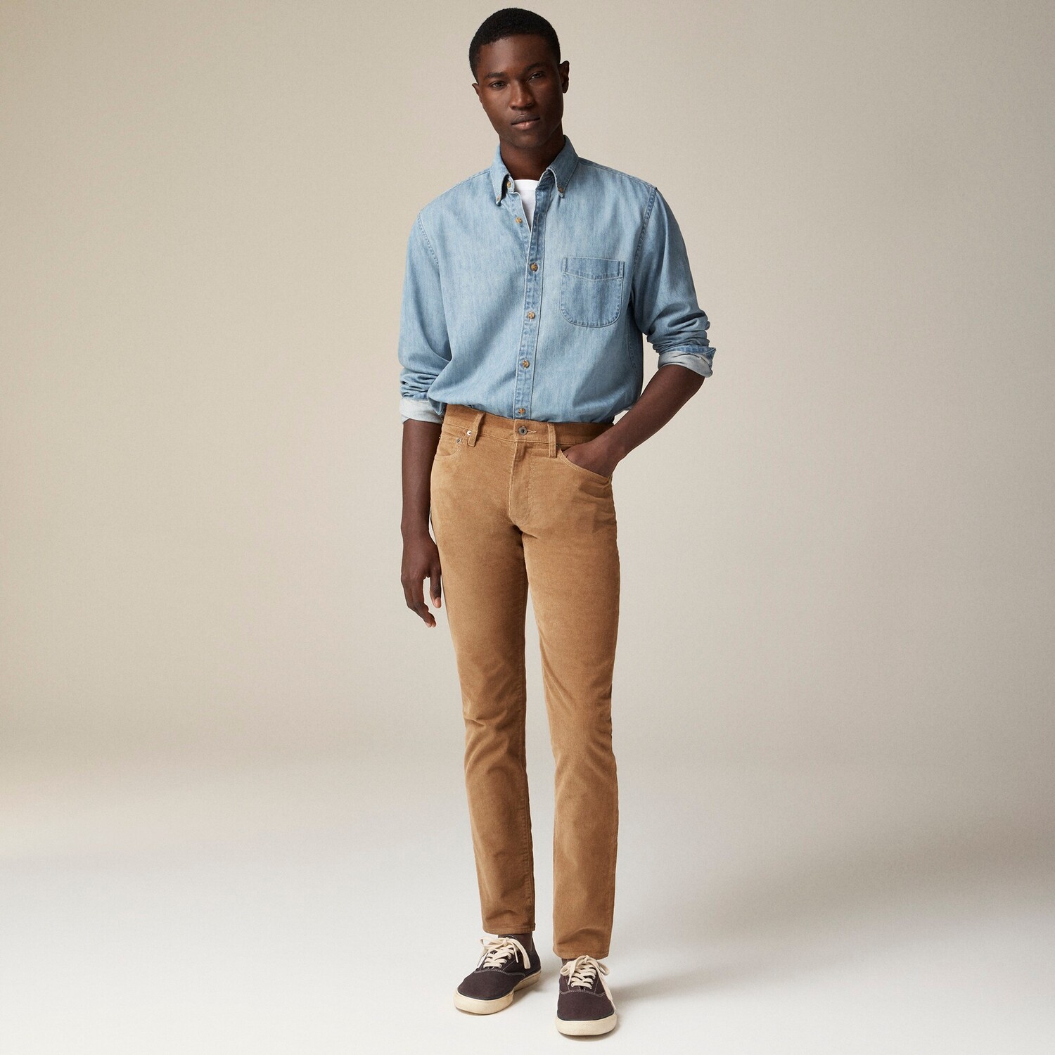 

484 облегающие брюки из вельвета J.Crew, хаки