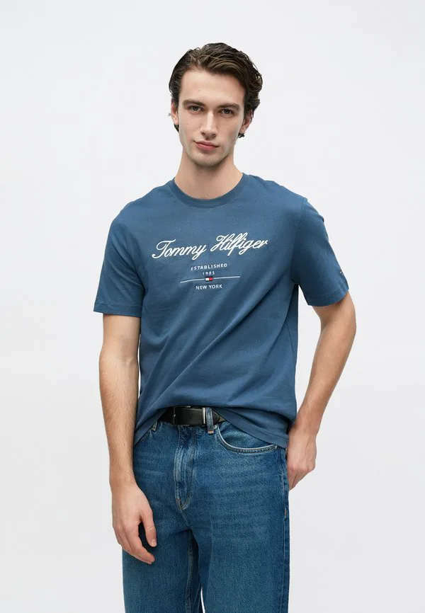 Футболка с логотипом бренда script и принтом «любовь». Tommy Hilfiger, Aegean Sea — фото 4