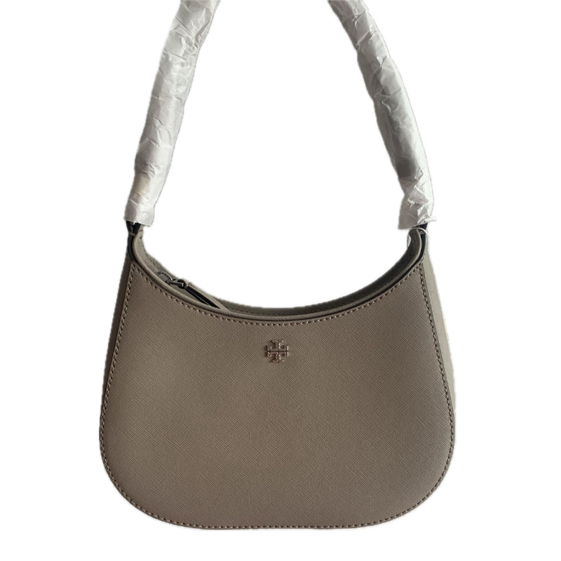 

Эмерсон Текстурированная Кожаная Сумка Через Плечо Маленького Размера Женская Слоновая Серая TORY BURCH
