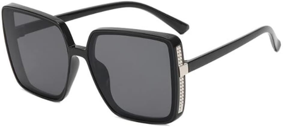 

Солнцезащитные очки квадратной формы с крупной оправой для женщин и мужчин, пляжные солнцезащитные очки с защитой от УФ-излучения (ярко-черные, серые) Weloveushop, Gray