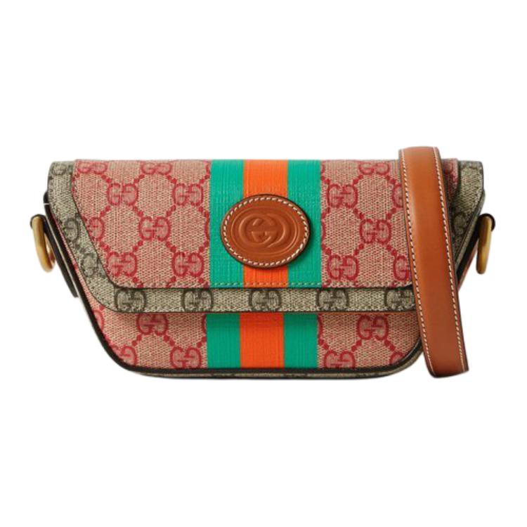 Мини-сумка GUCCI через плечо из канваса с кожаными вставками — фото 2