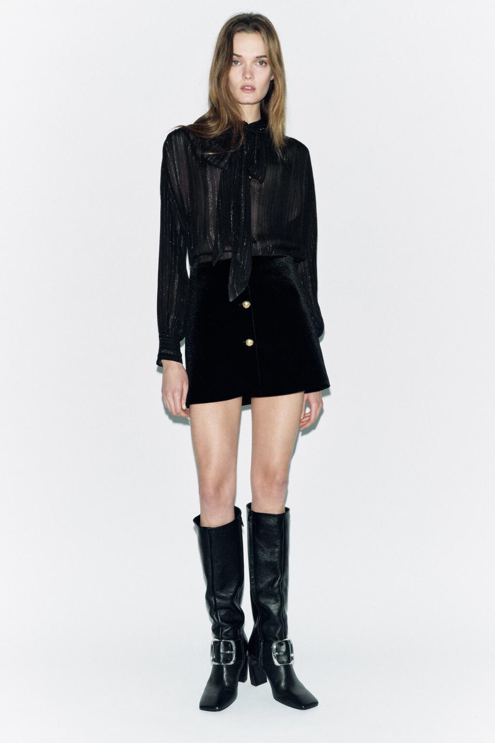 

Блузка с металлической нитью коллекция zw ZARA, черный