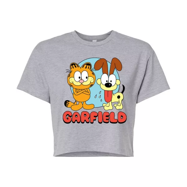 

Детская укороченная футболка с принтом Garfield и Odie Licensed Character, серый