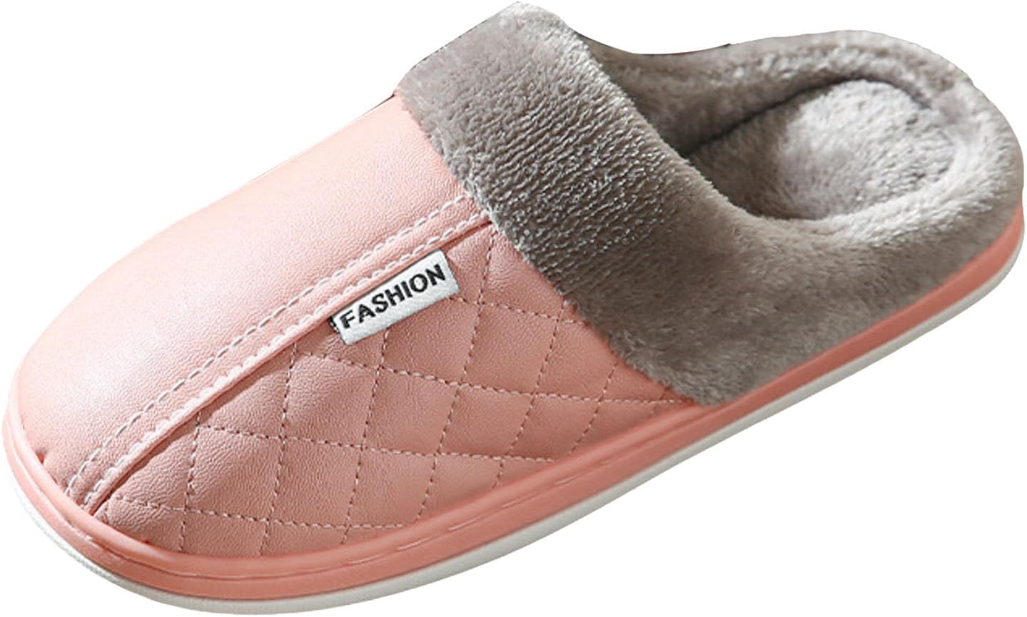 

Тапочки для женщин и мужчин зима плюш теплые с закрытым носком хлопковые тапочки повседневные на плоской подошве легкие с резиновой подошвой зимняя обувь для дома, для улицы и дома Generic, розовый