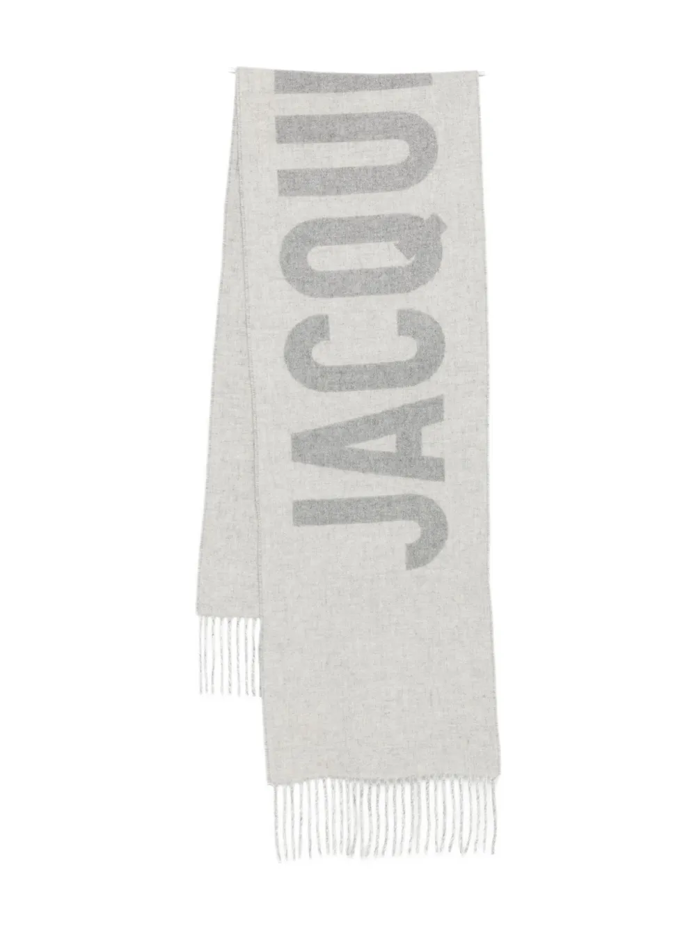 

Шарф с логотипом и жаккардовой бахромой по краям JACQUEMUS, серый
