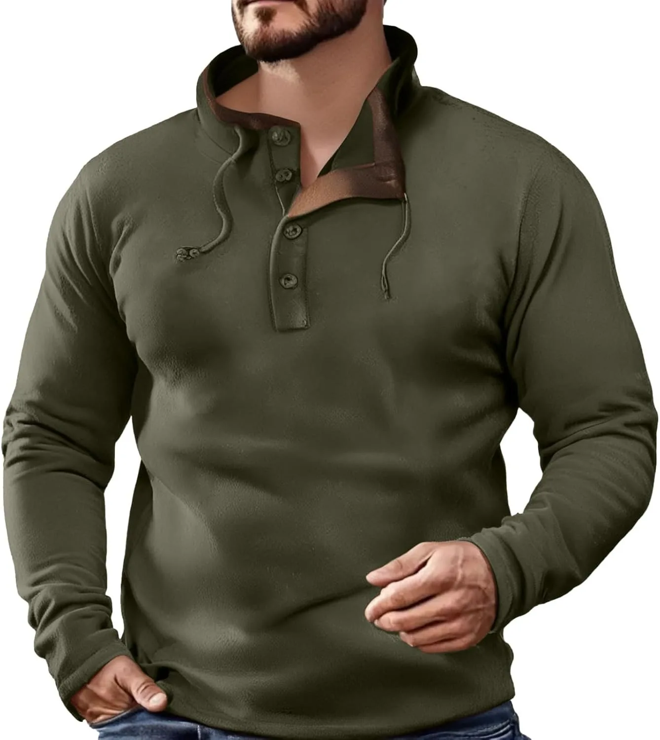 

Мужской свитер с воротником стойкой и молнией на четверть, в стиле вестерн, с жаккардовым принтом и налокотниками