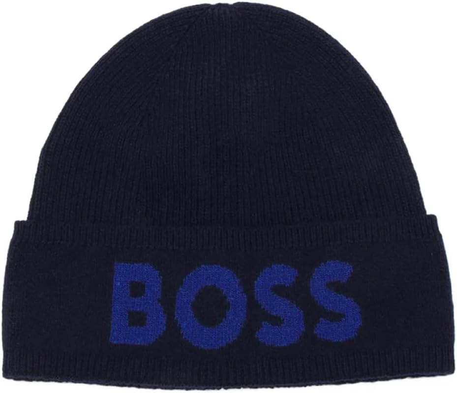

Мужская шапка-бини Hugo Boss Elio Big Logo, синяя