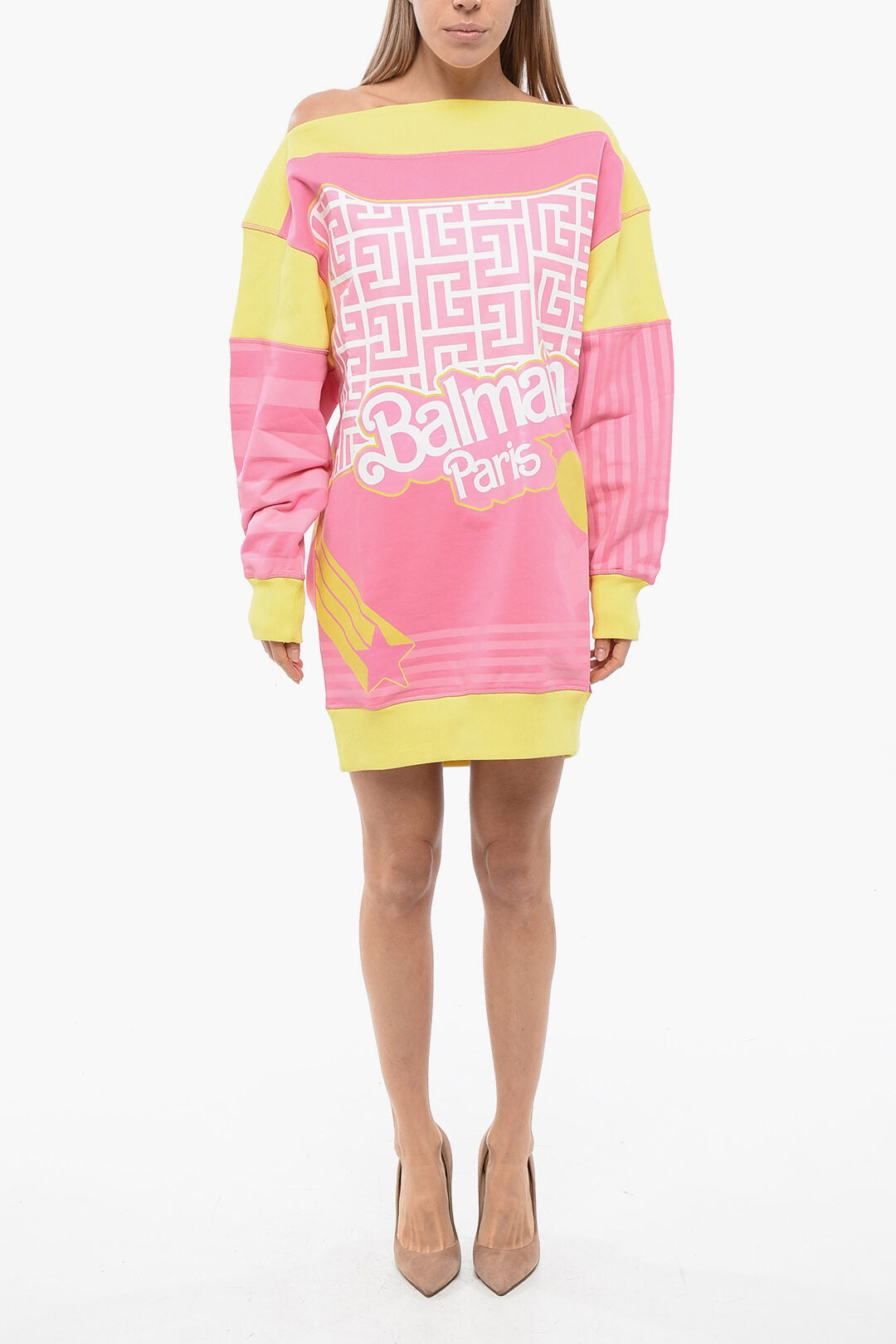 

Платье Balmain Barbie из хлопка свободного покроя, розовый