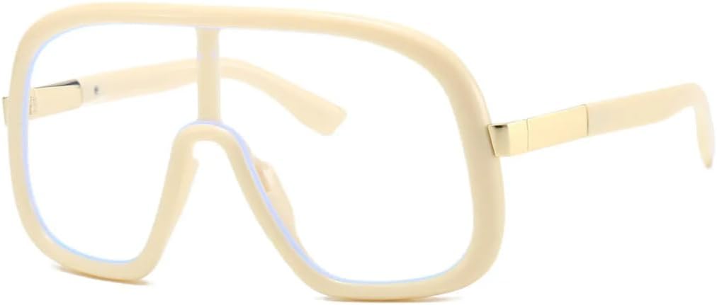 

Винтажные большие цельные солнцезащитные очки для женщин и мужчин в стиле панк, популярная модель с крупной оправой и защитой от УФ-излучения UV400 TVTBBVV, Beige Clear